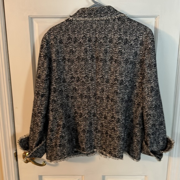 Talbots tweed fringe edge blazer navy 7683 - Picture 2 of 3